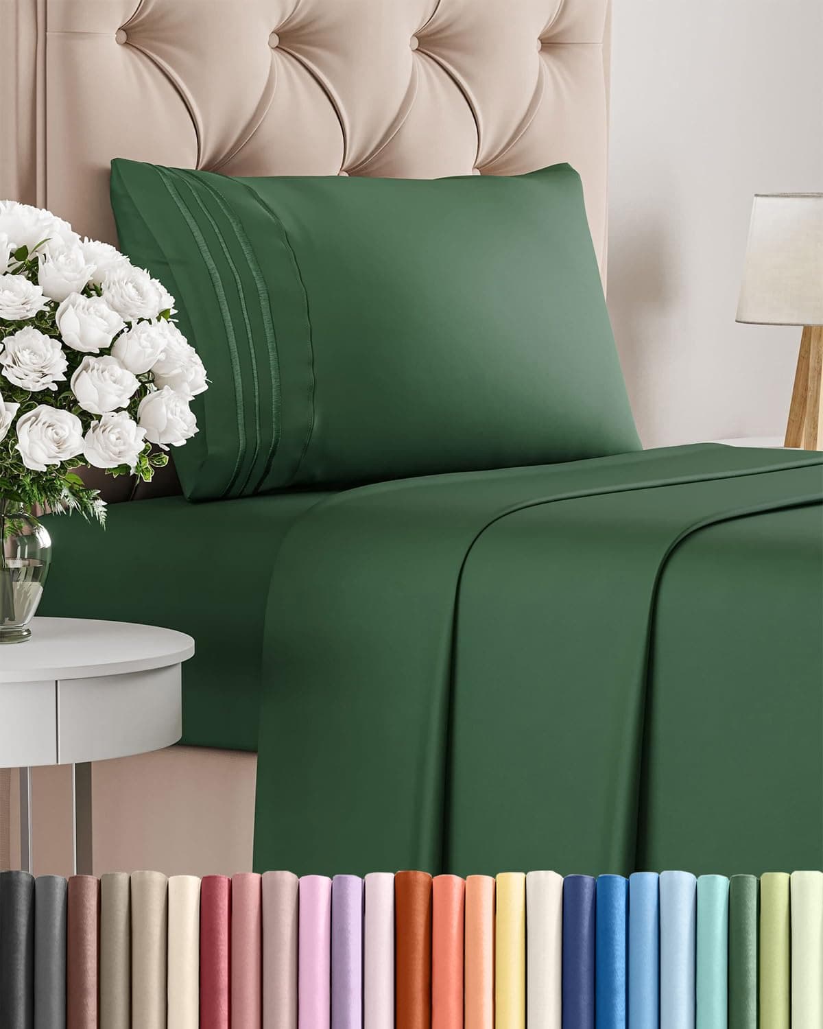 Twin XL Size 3 Piece Sheet Set - Comfy Breathable & Cooling Bed Sheets Set - Hotel Luxury Bedding for Women, Men, Kids, Teens, Boys & Girls - Deep Pockets and Wrinkle Free - Oeko-Tex - Emerald Green