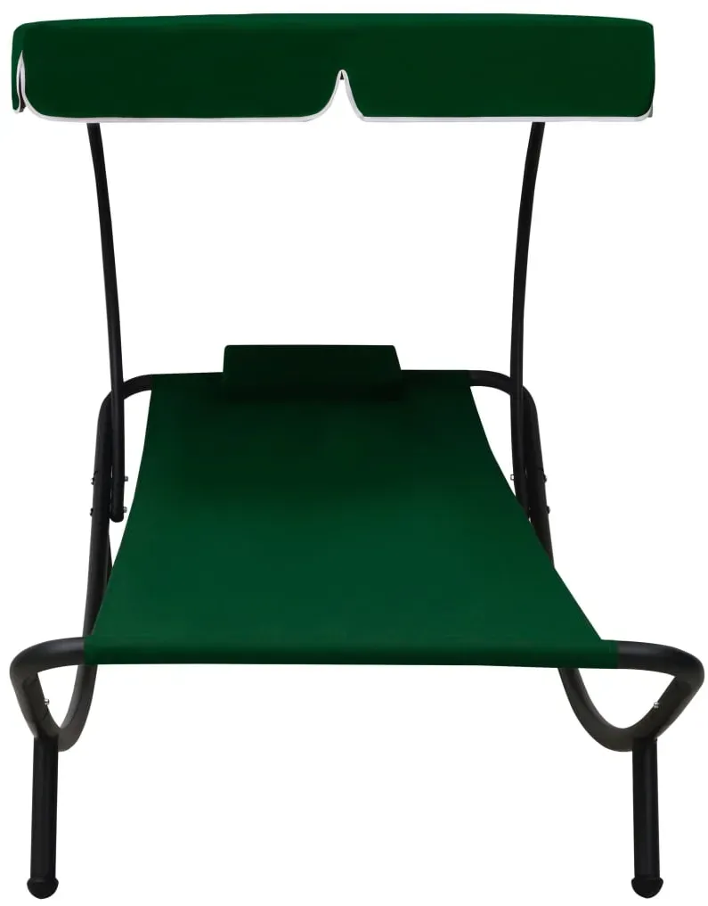 Garten-Sonnenliege mit Sonnendach 200 x 90 x 112 cm grün inkl. Kissen