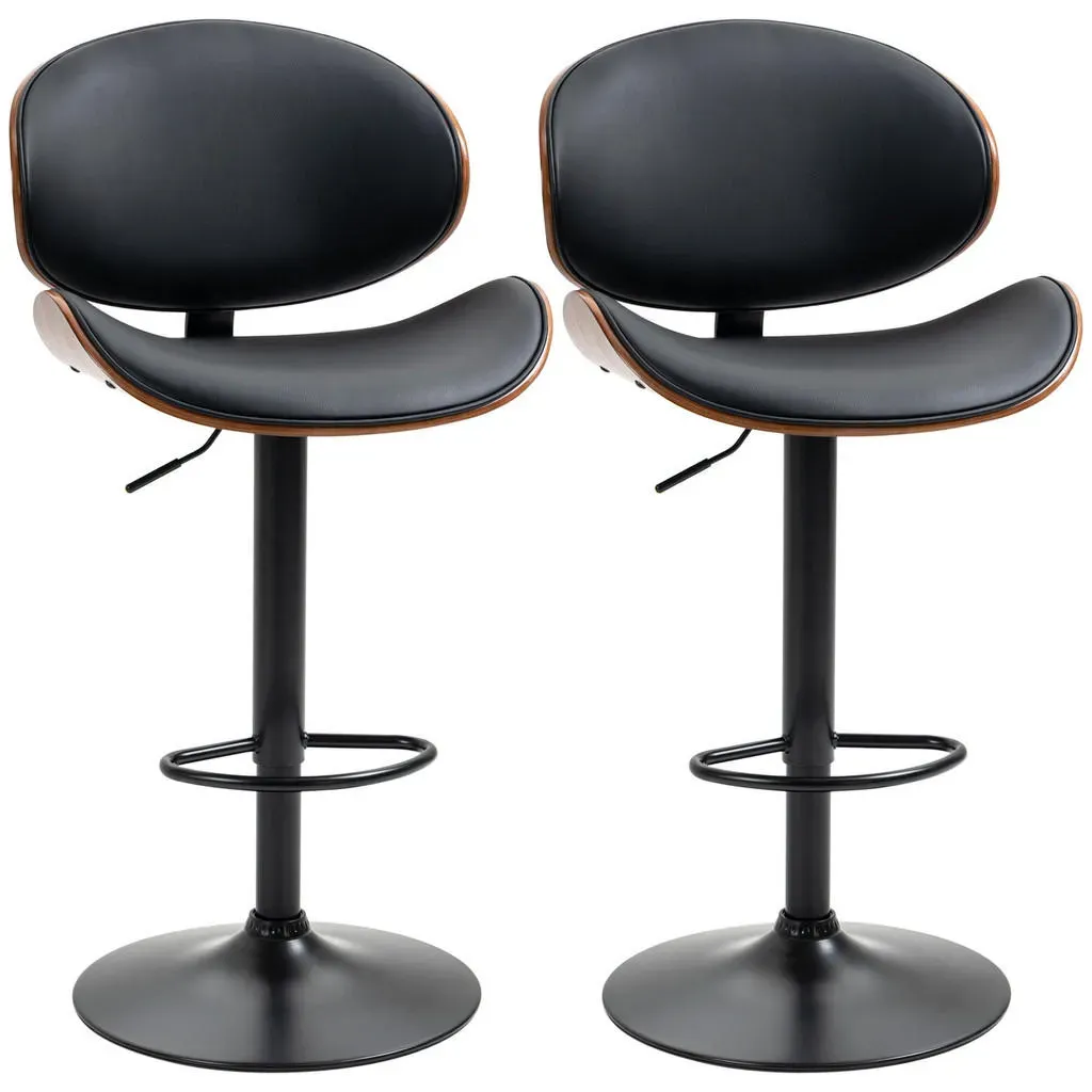Barhocker Kunstleder Schwarz 2er Set