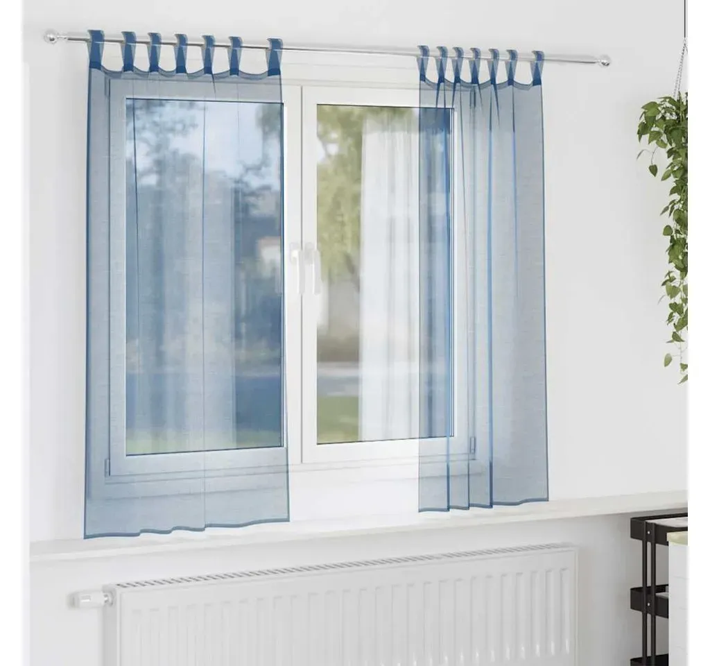 Voile Vorhänge Schlaufen 140 x 140 cm Königsblau 2 Stk.