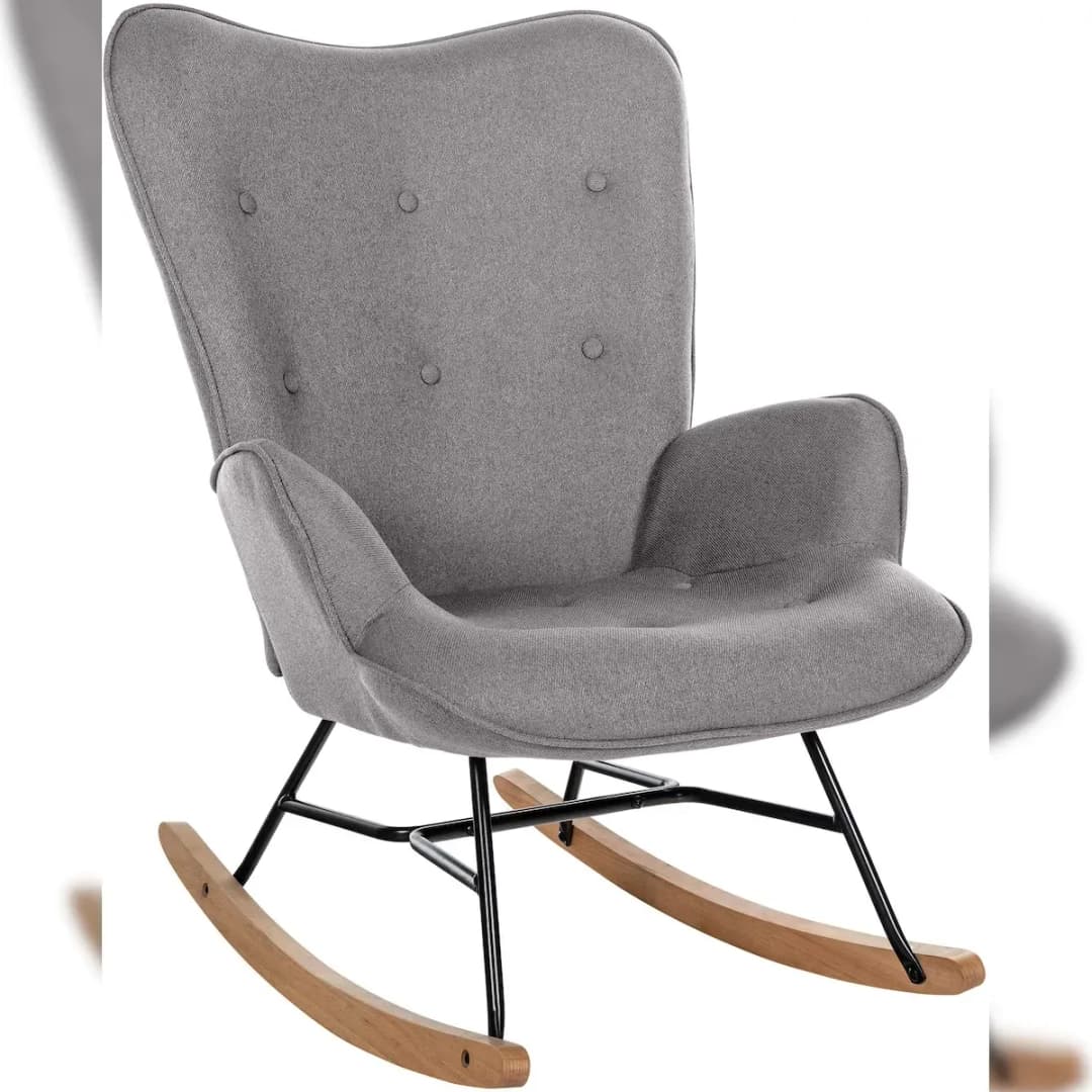 Schaukelstuhl Sanka Polyester 71 x 98 x 0 cm Grau gepolstert