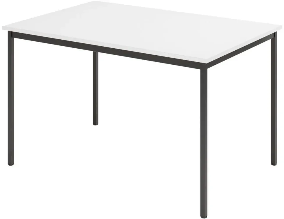 Kantinentisch Serie-V 120 x 80 cm, in Weiß/Schwarz - Besprechungstisch, Konferenztisch, Meetingtisch, Mehrzwecktisch, Pausentisch,