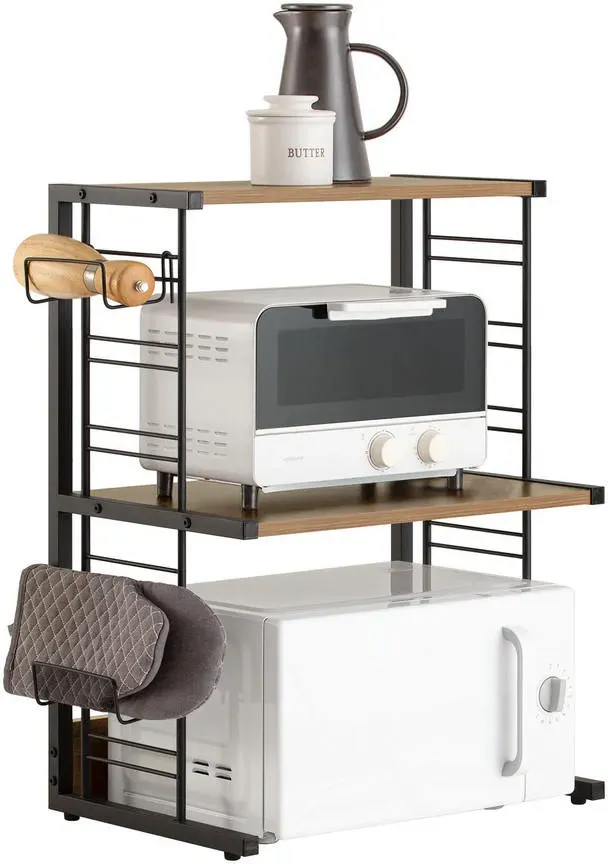 Mikrowellenregal mit 3 Ablagen Dunkelbraun 52x35x71,5cm Industriell