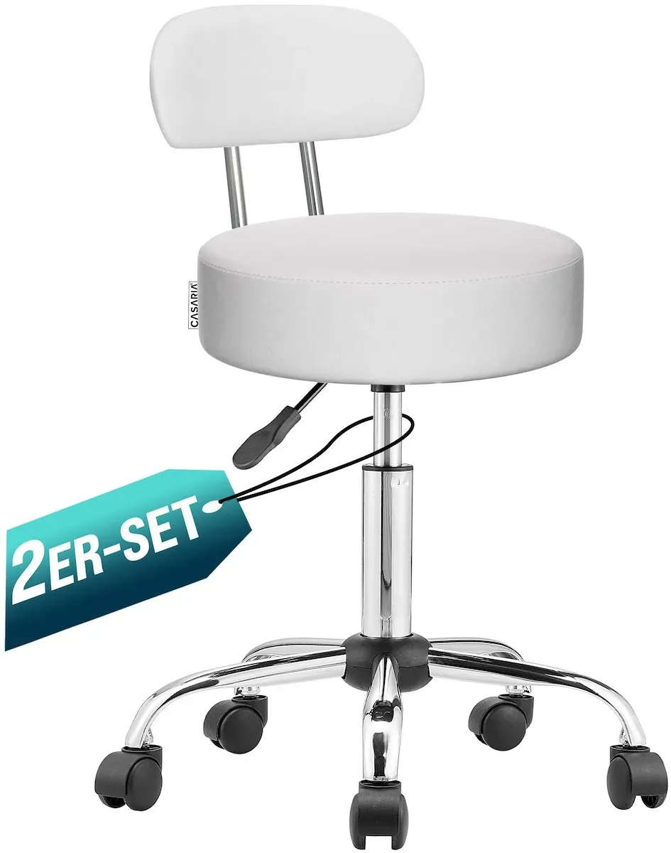 Rollhocker Kunstleder Weiß