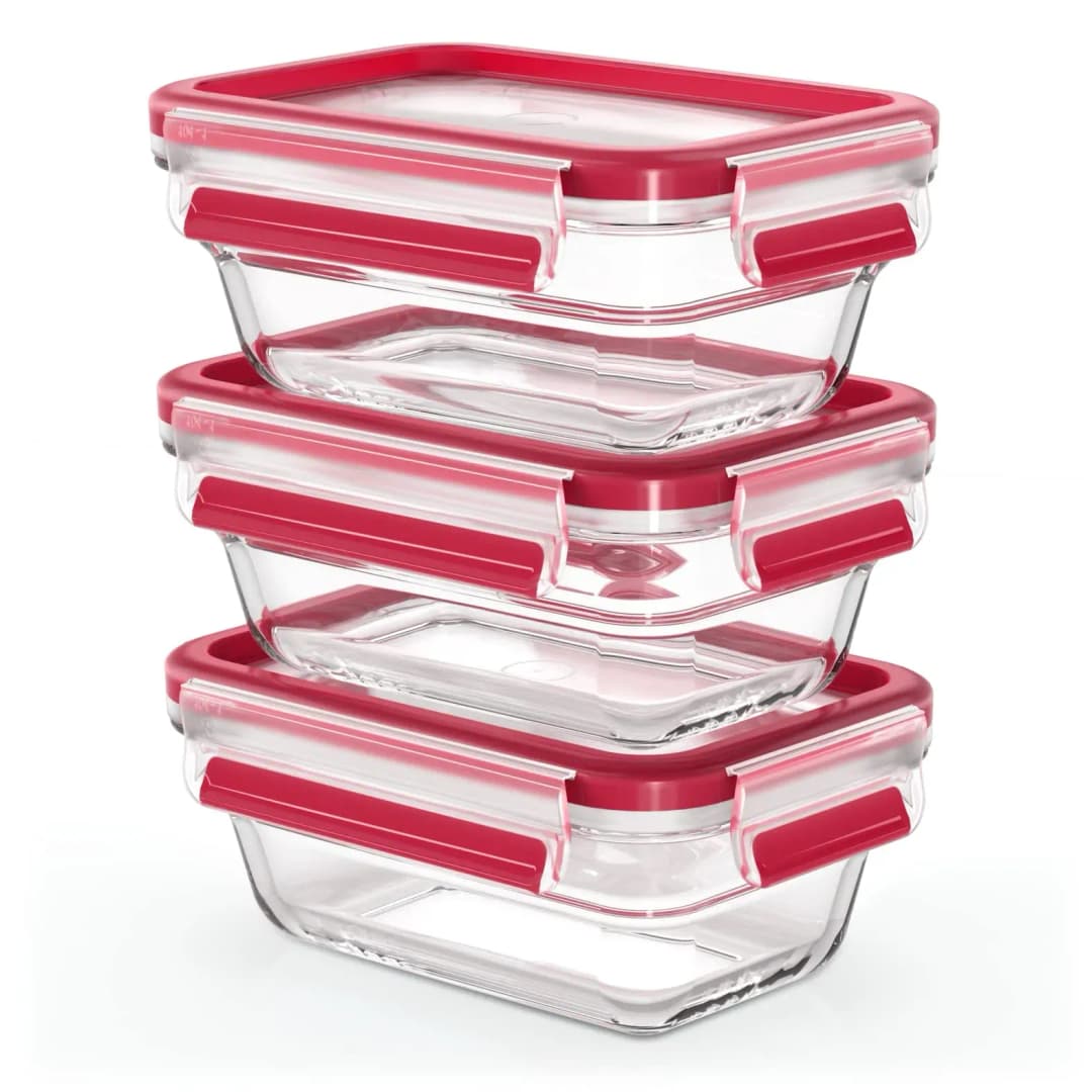 Clip & Close rechteckig transparent 0,45 l 3-teiliges Set