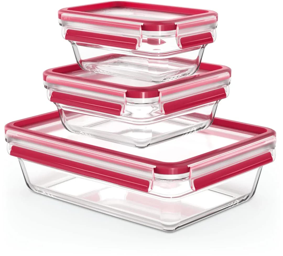 Clip&Close Frischhaltedosen Set rot 3 x 0,45 l