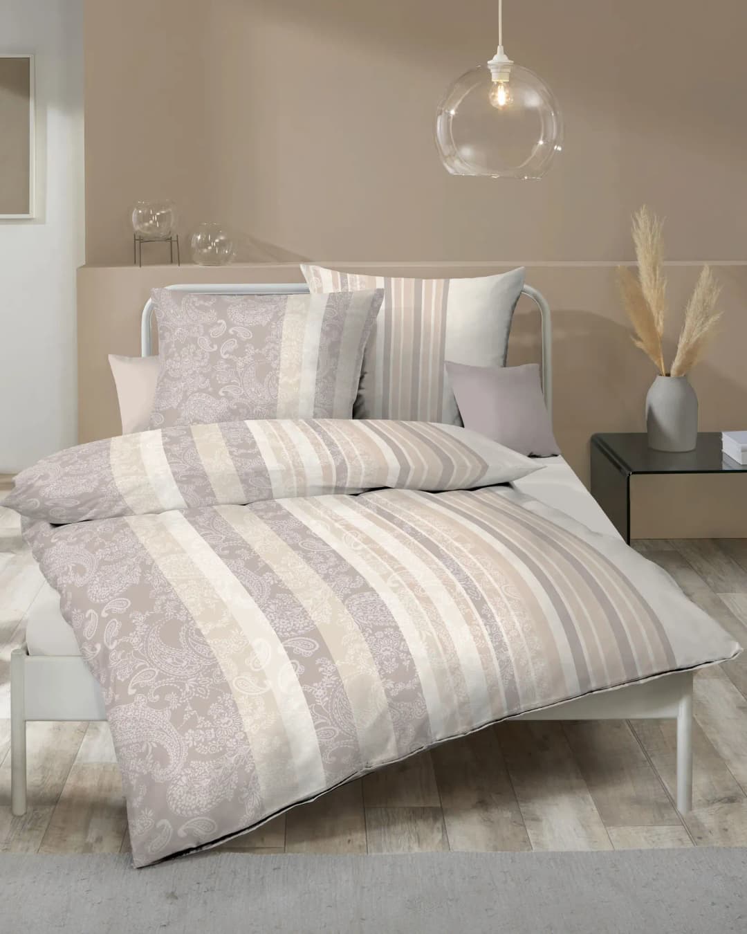 Firenze Paisleymuster Interlock-Jersey Braun 135 x 200 cm + 2 x 80 x 80 cm
