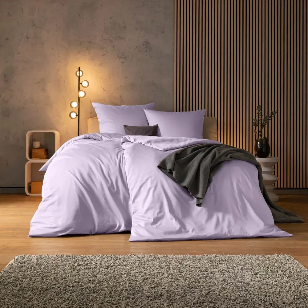 Valetta Unifarben Baumwolle Lila 155 x 220 cm + 2 x 80 x 80 cm