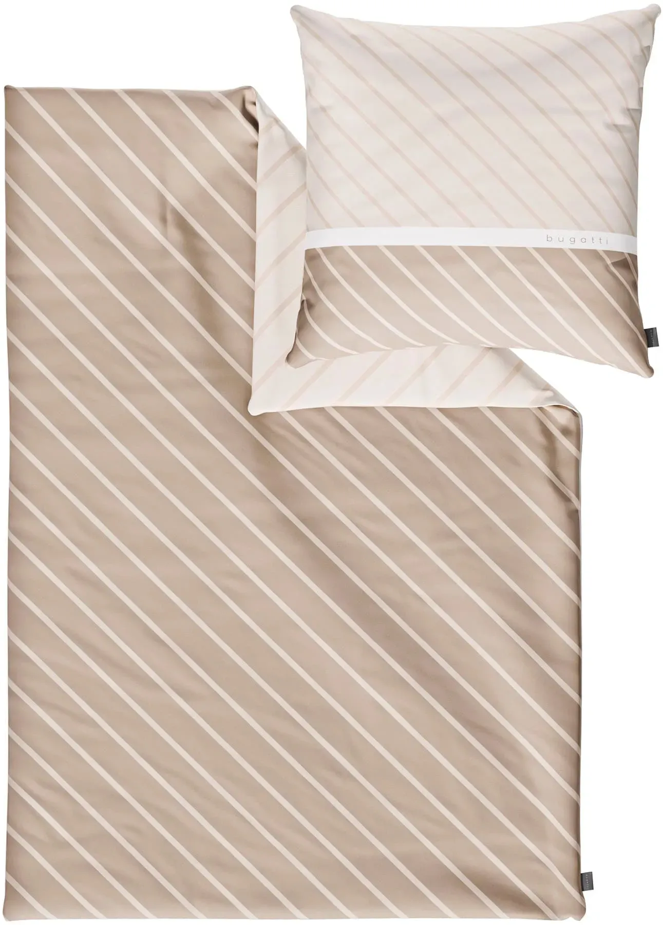 gestreift Baumwolle beige 135 x 200 cm + 80 x 80 cm
