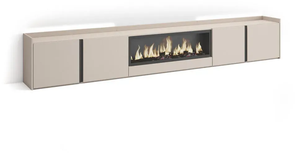 Lowboard 315x50 cm Beige Holzwerkstoff