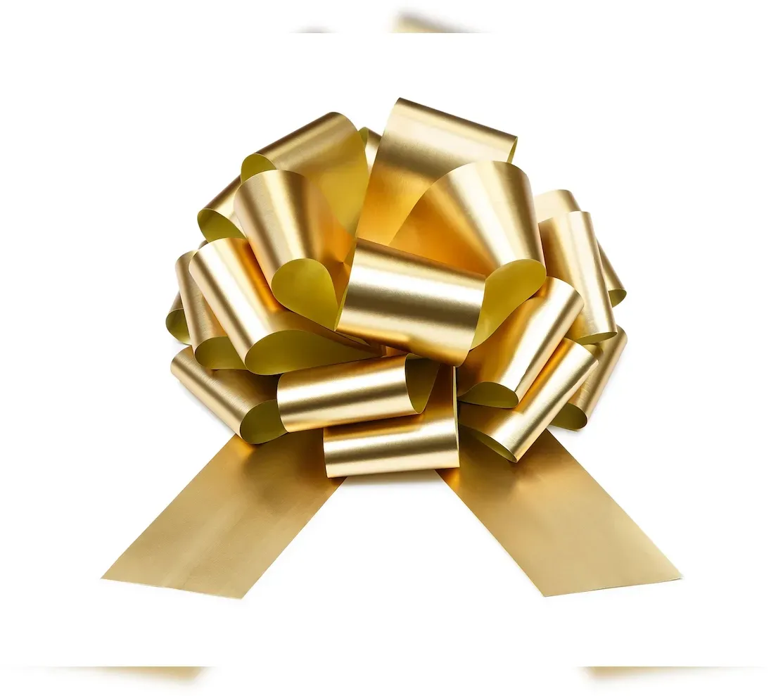 Schleife Kordelzug für Geschenke, Dekoration, Ornament, Gold Geburtstag Hochzeit 30cm Ziehschleife wetterfest groß Dekoschleife Auto Tür Eröffnung Weihnachtsschleife Geschenk Weihnachten