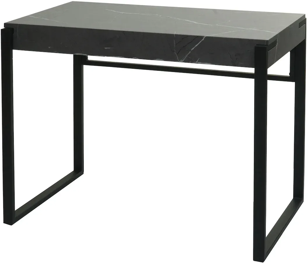 Schreibtisch HWC-L53, Bürotisch Computertisch Arbeitstisch, Metall 100x54cm ~ Marmor-Optik grau