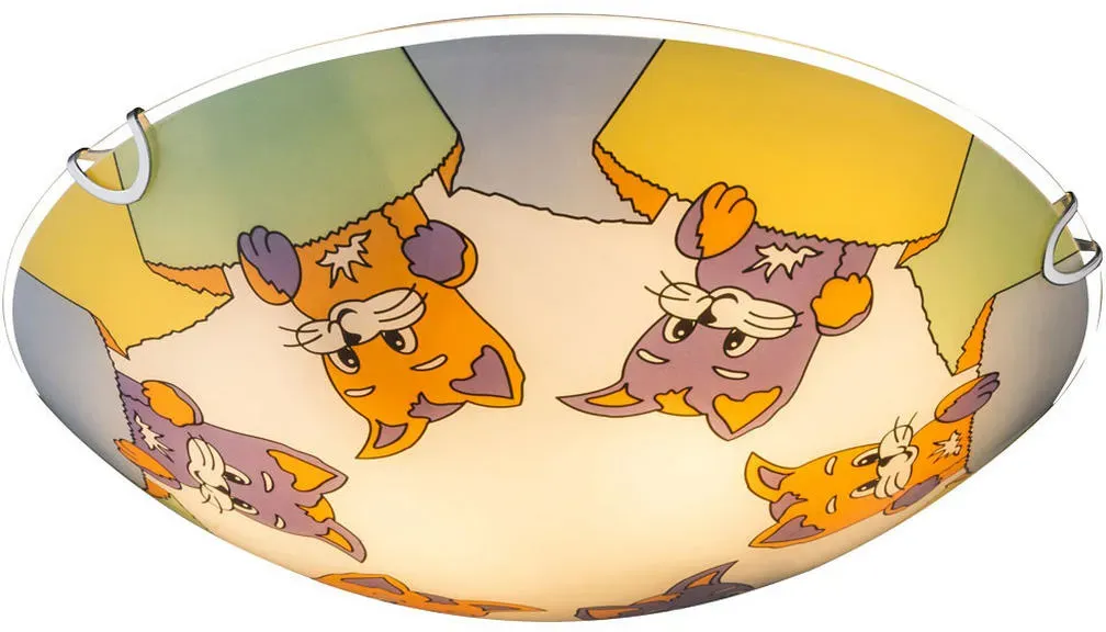 Kinder Zimmer Decken Beleuchtung Glas Lampenschirm Katzen Motive im Set inklusive LED Leuchtmittel