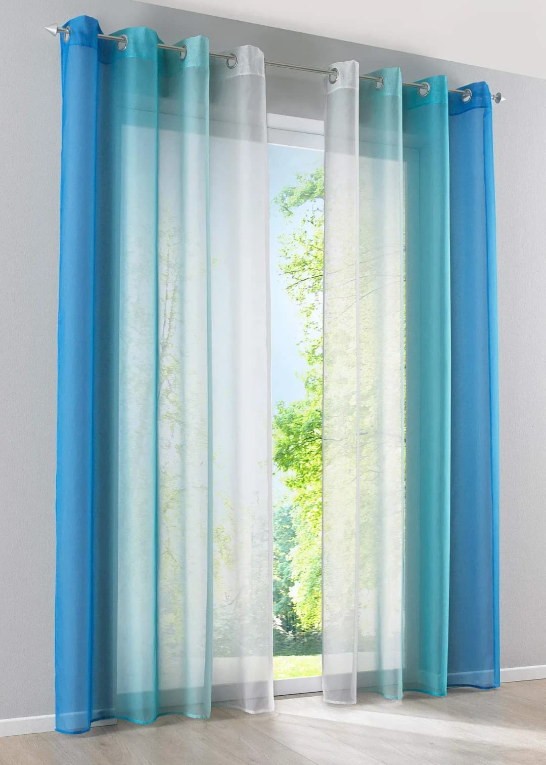 Modena Gardinen Ösen 140 x 175 cm Blau/Transparent 2 St.