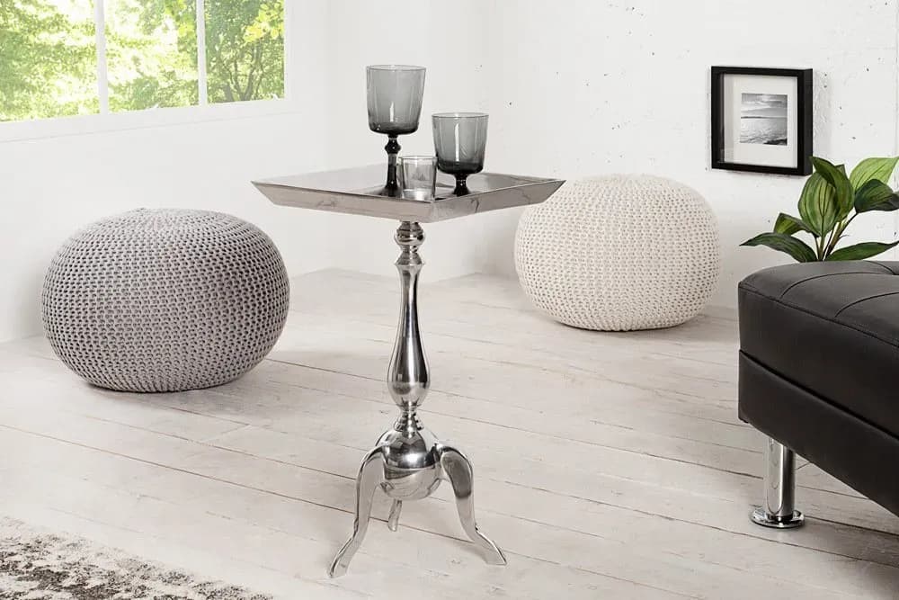 Beistelltisch TRAYFUL - 55cm silber Aluminium Tablett-Tisch