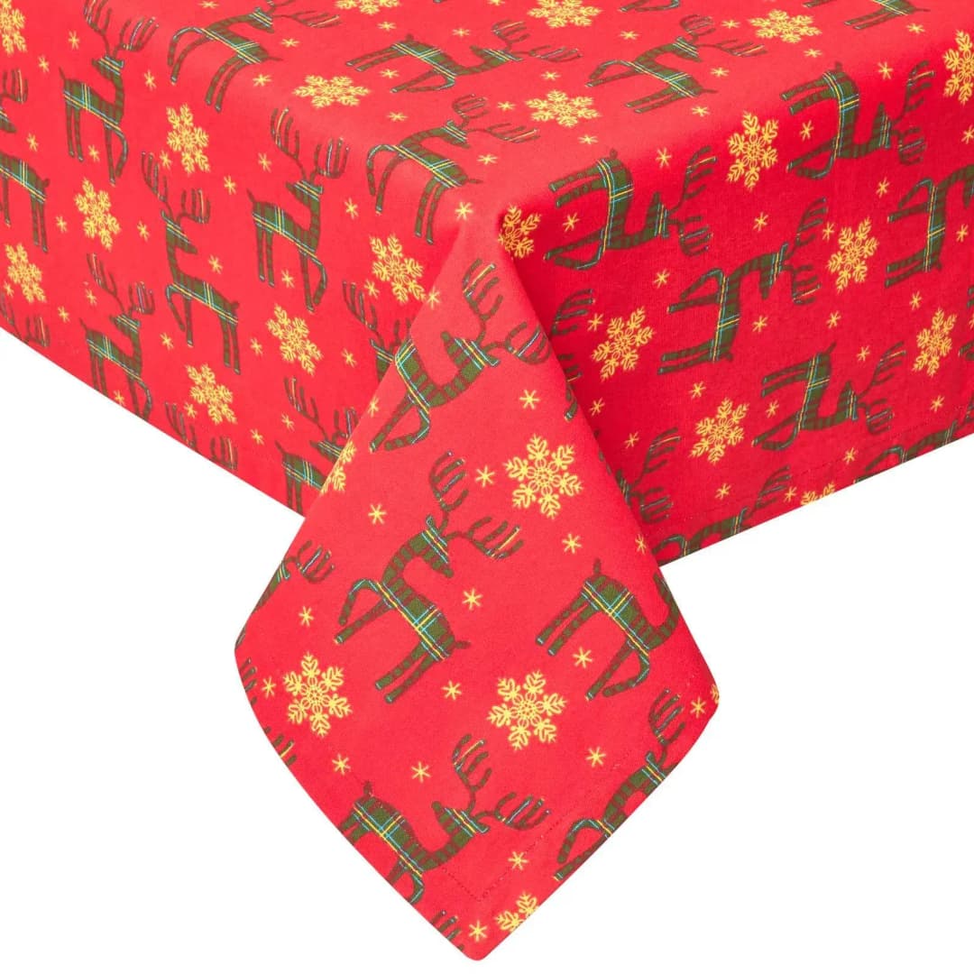 Tischdecke Weihnachtstischdecke Rentier 137 x 178 cm Rot