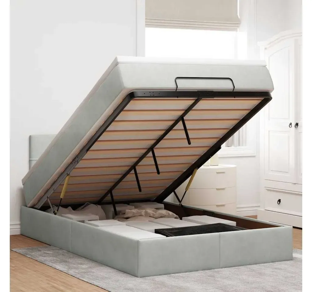 Ottoman-Bett 120 x 200 cm Hellgrau