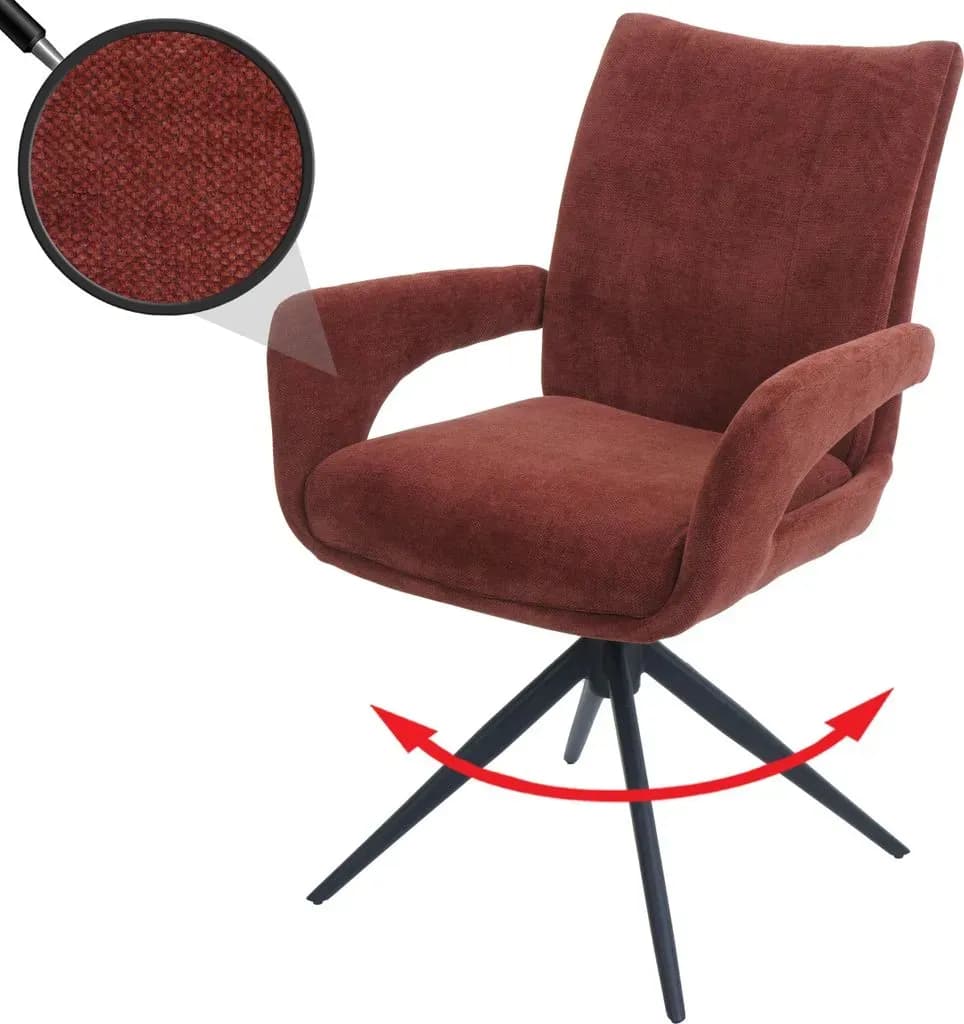 Esszimmerstuhl MCW-O78 Stoff/Textil rotbraun