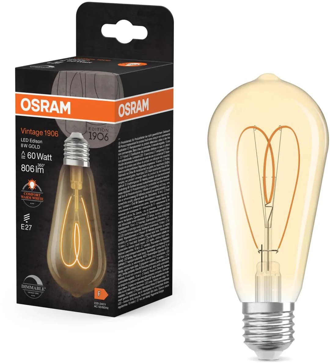 LED-Lampe Vintage 1906 E27 8 W 2200 K