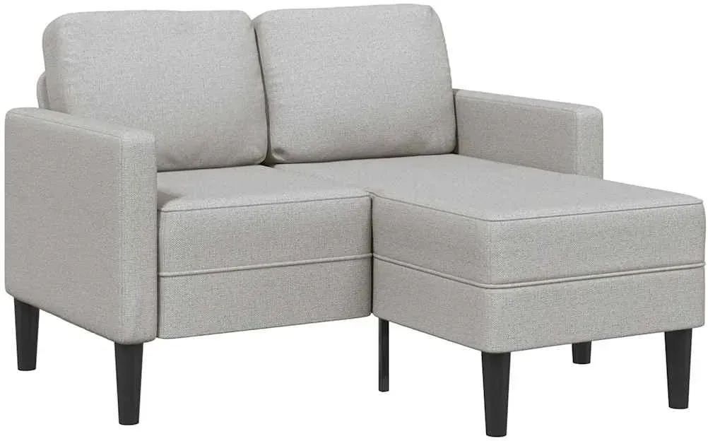 L-förmiges Sofa Stoff 2-Sitzer Grau