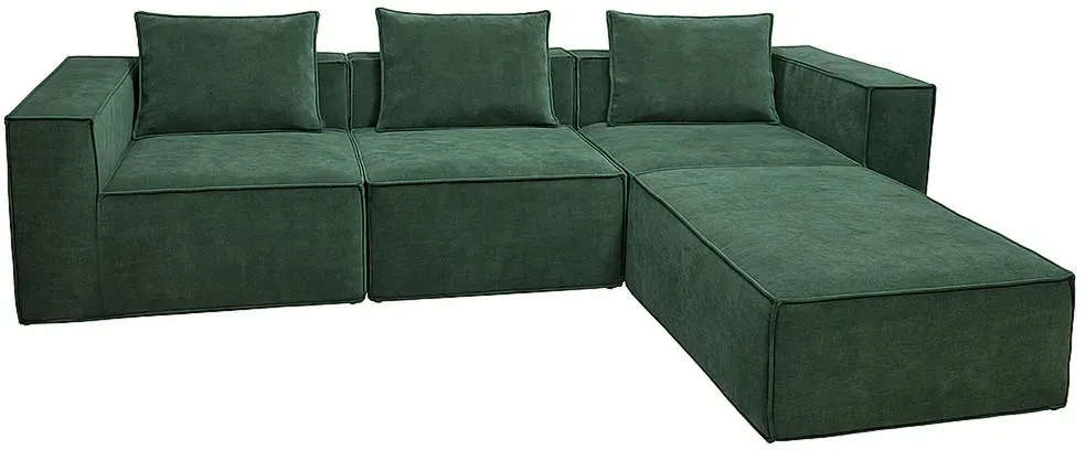 Couch Stoff L-förmig modular 3-Sitzer Grün