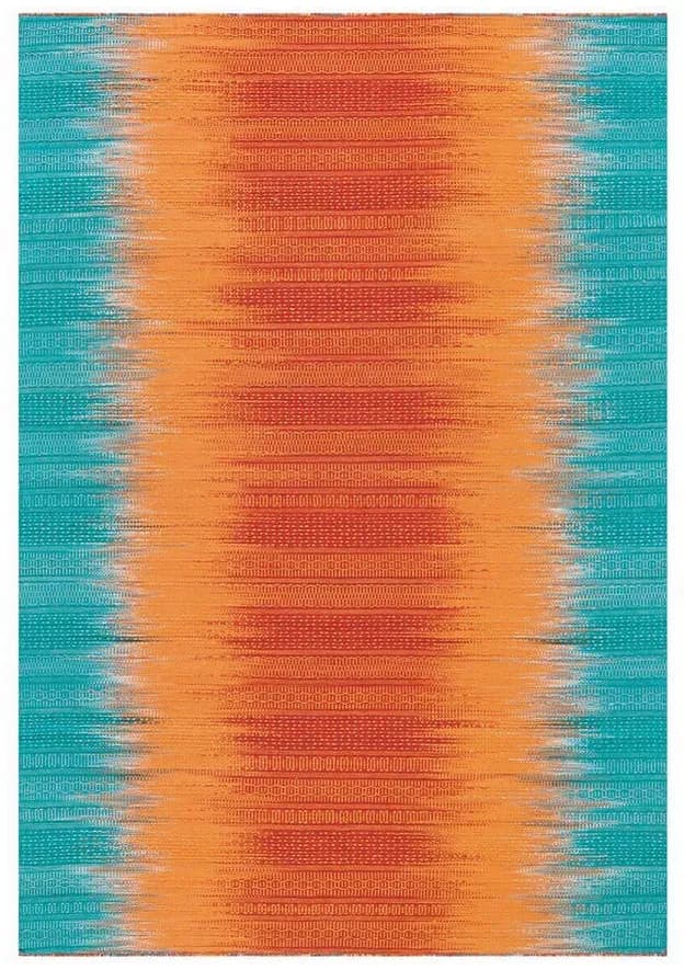Sunset 8070 Wollteppich 90 x 160 cm Blau/Orange