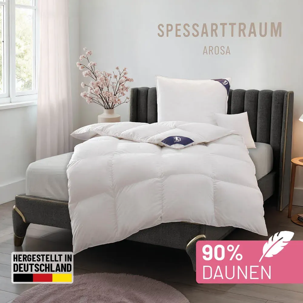 Daunenbettdecke SPESSARTTRAUM "Arosa Bettdecke min 135x200 cm & weitere Größen", weiß, B:155cm L:200cm, Bezug: 100% Baumwolle. Füllung: 90% Daunen, 10% Federn, Bettdecken, Bettdecke Winter, Sommer, Made in Germany