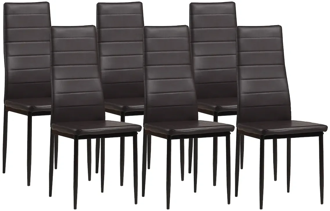 Esszimmerstuhl MILANO Kunstleder braun 6er Set