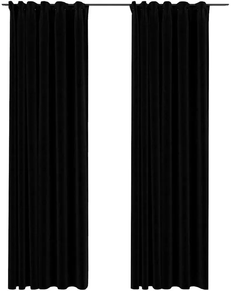 Verdunkelungsvorhang Haken 140 x 225 cm Schwarz 2Stk.