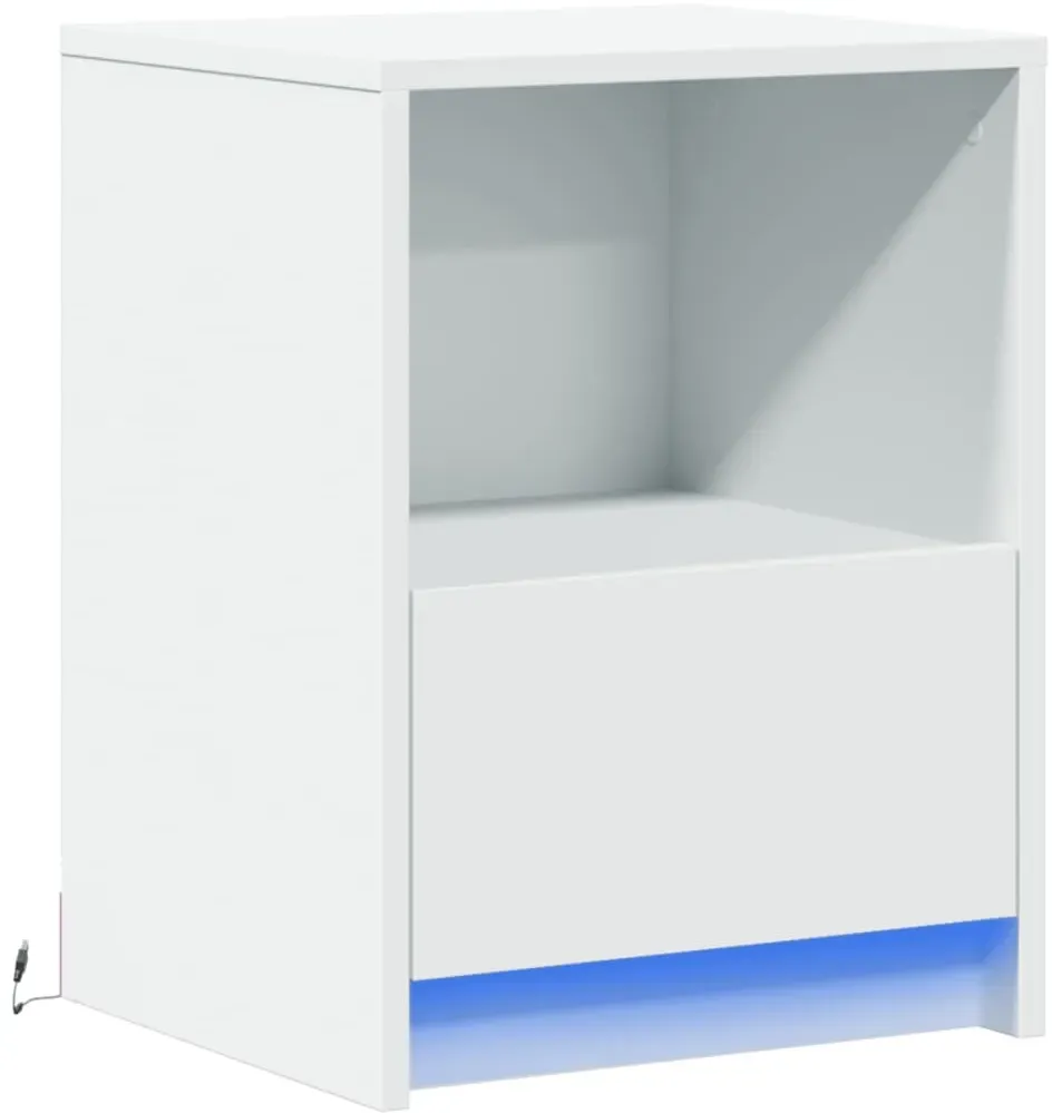 Nachtschrank mit LED-Leuchten 3770 x 34 x 1130 cm Weiß