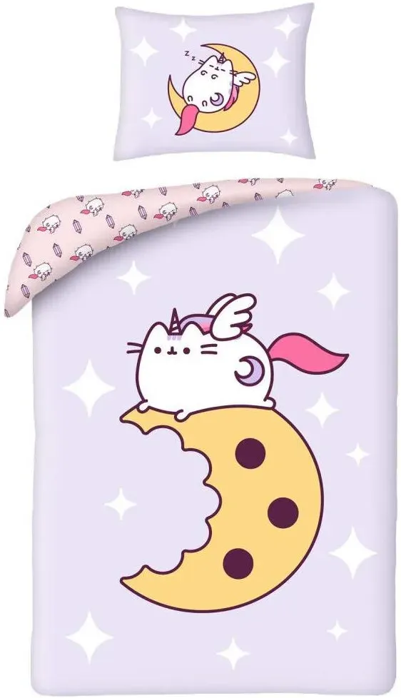 Pusheen Einhorn Keks Mond Mikrofaser Rosa/Weiß 140 x 200 cm + 70 x 90 cm