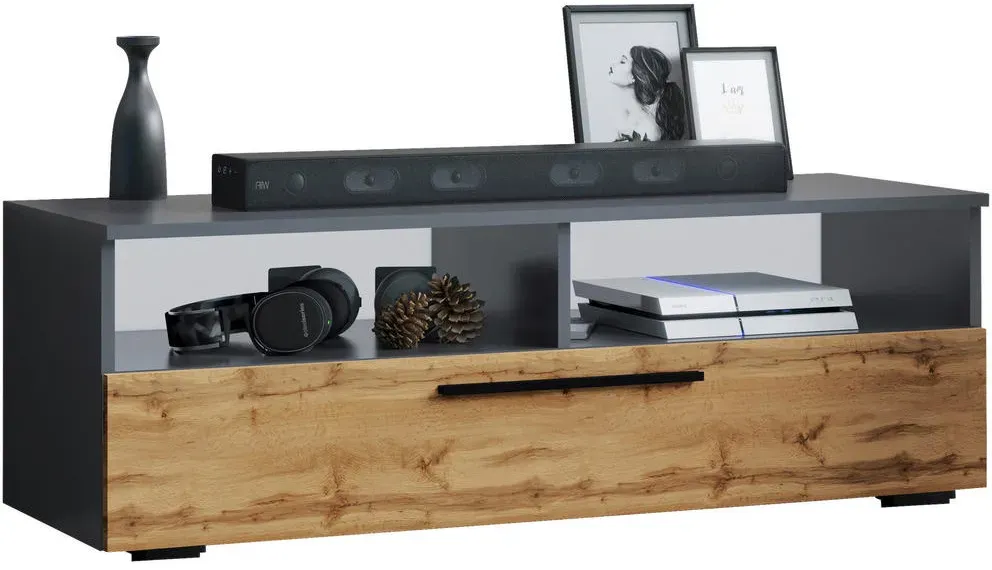 Arila XL Lowboard 115 x 39 x 40 cm Anthrazit/Honigeiche Holz