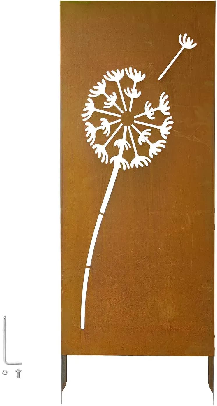 Paravent 60x158 cm, Raumteiler aus Metall, Trennwand mit Erdspießen & Stahlplatte, Sichtschutz, Raumtrenner, Dekorative Sichtschutzwand, Ideal für Garten, Terrasse, Hof, Balkon