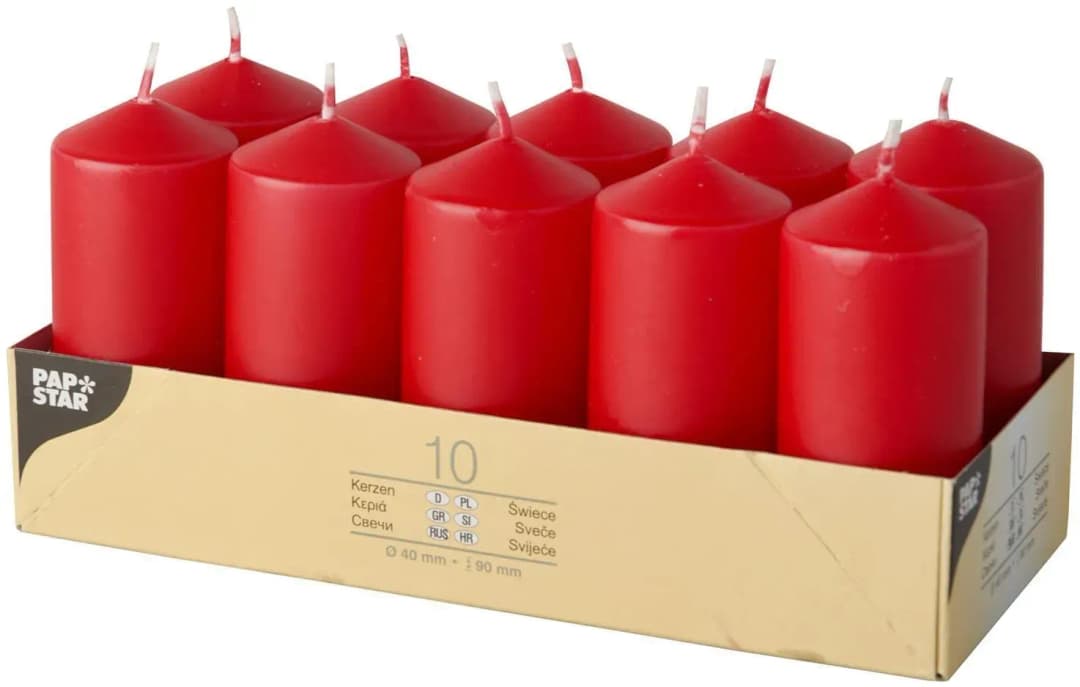 Stumpenkerze 9 x 4 cm 10 St. rot