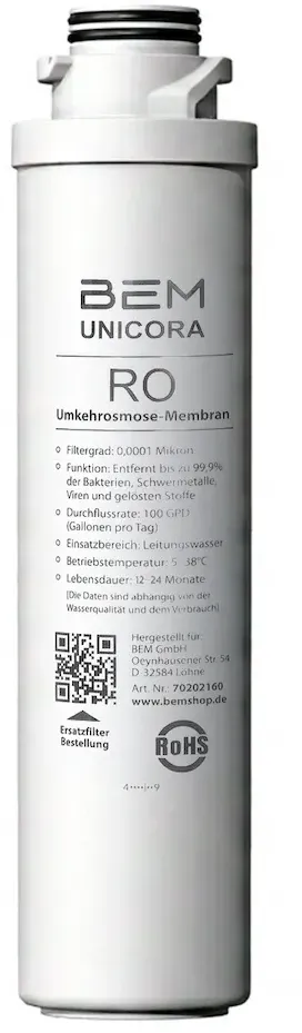 Unicora Weiß Wasserfilterpatrone