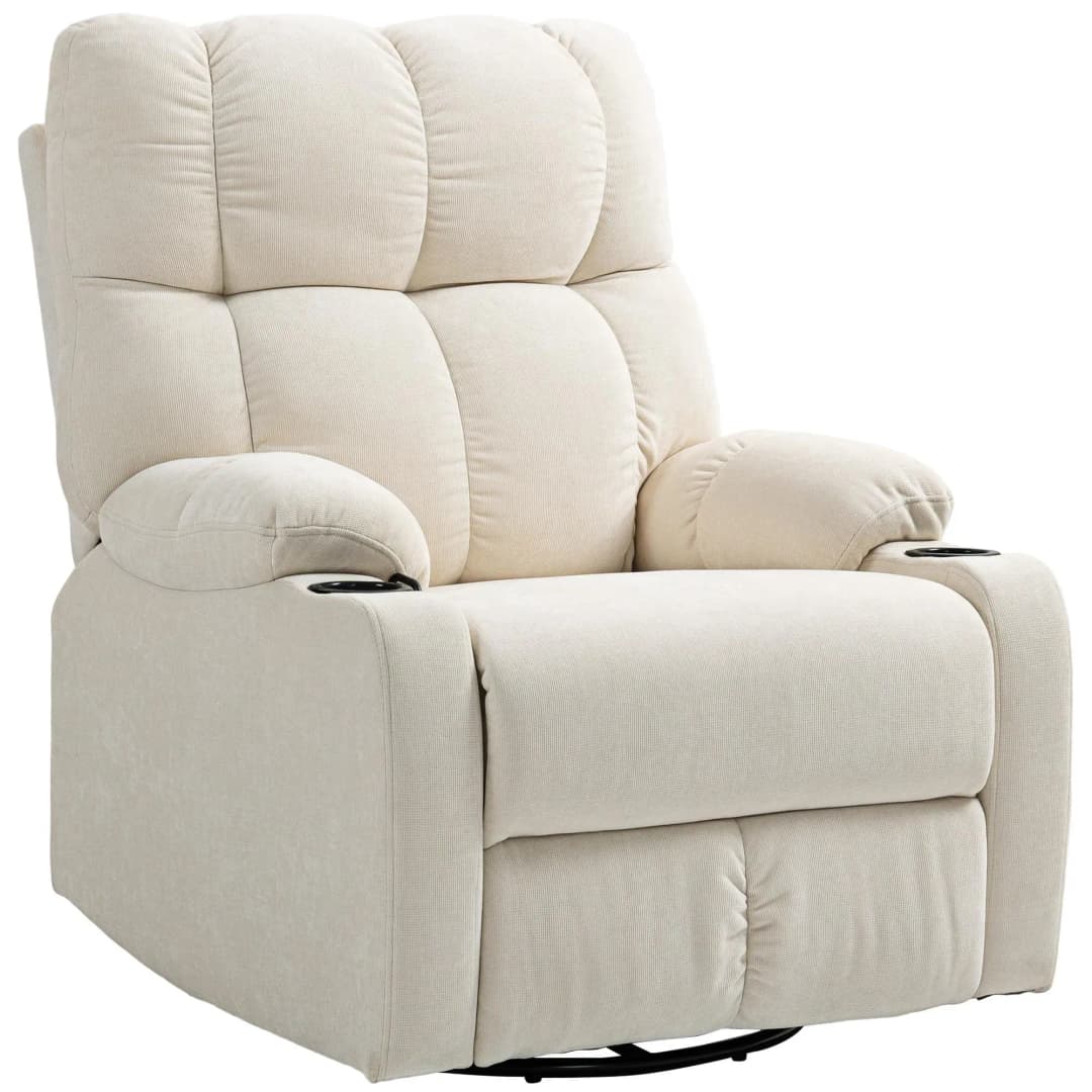 Relaxsessel Textil 96 x 108 x 88 cm Beige drehbar mit Liegefunktion