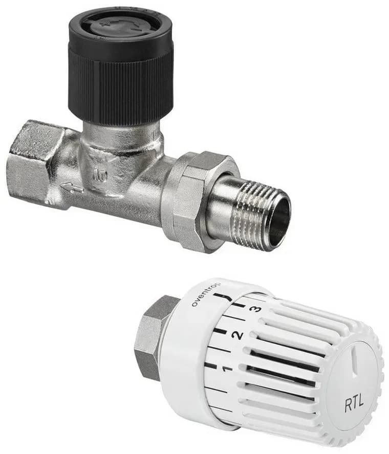 Rücklauftemperaturbegrenzer-Set DN 15 Rücklauf-Durchgangsventil und Thermostat Uni RTLH