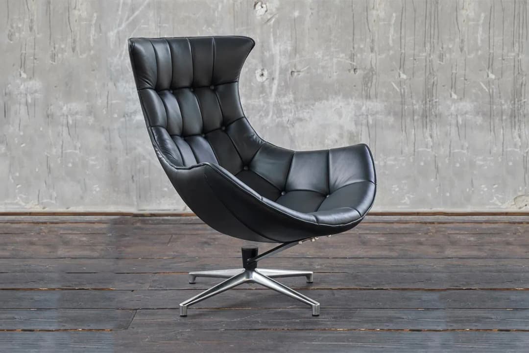 Drehsessel SKIO Leder 75 x 75 x 75 cm Schwarz