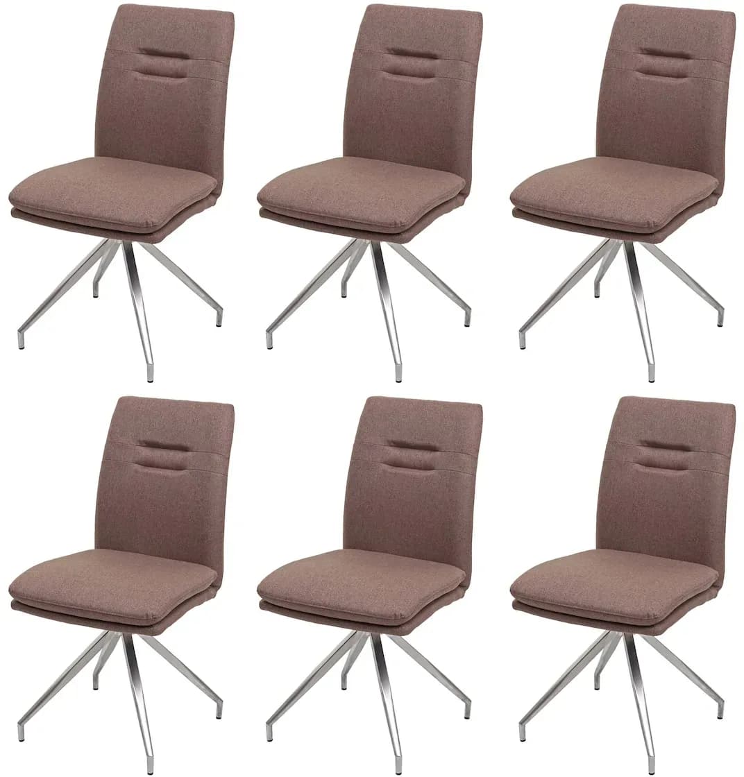 Esszimmerstuhl HWC-H70 Stoff braun 6er Set