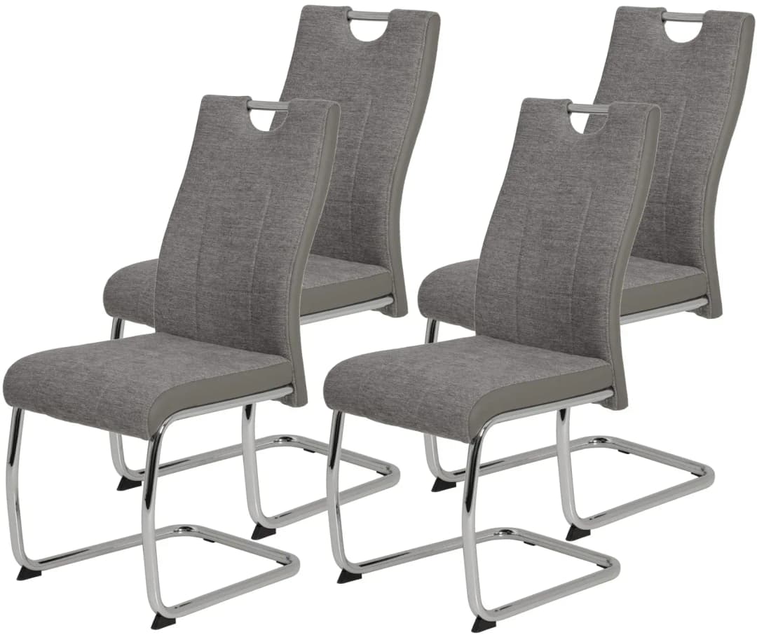 Schwingstuhl Alina Webstoff grau 4er Set