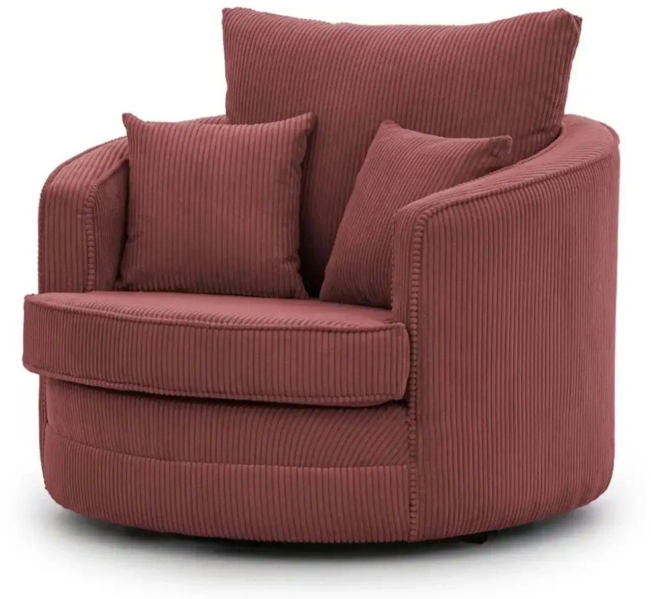 Drehsessel Ted Cord 107 x 94 x 0 cm Rot mit Kissen
