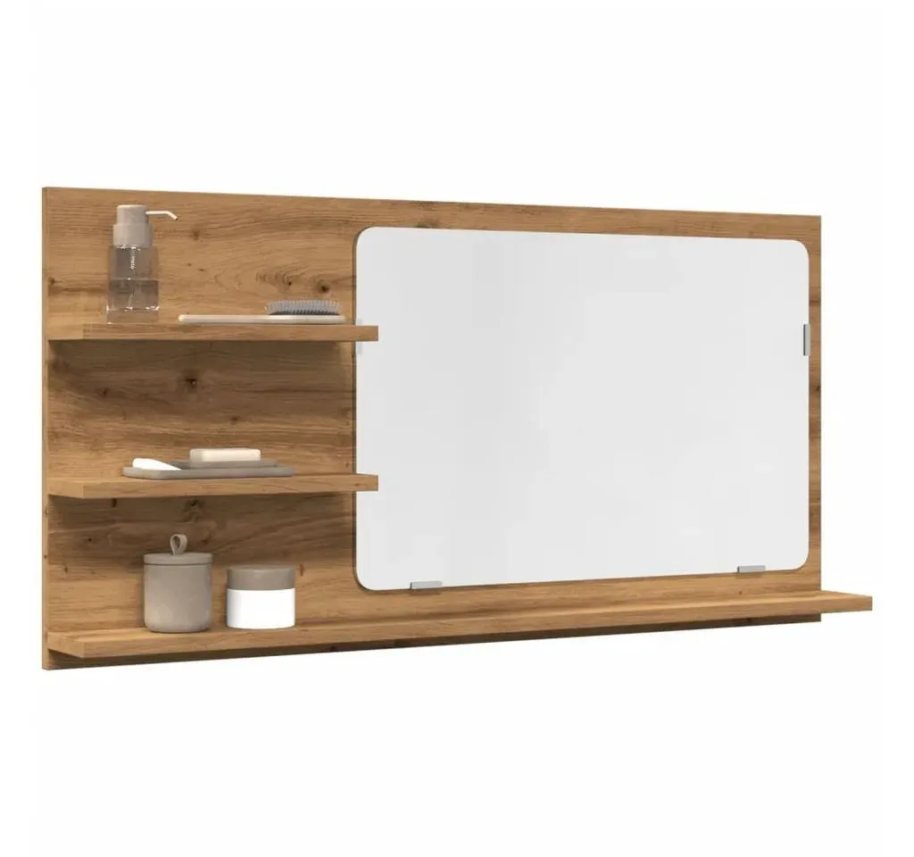Badspiegel mit Ablagen Artisan-Eiche 90x11x45 cm Holzwerkstoff