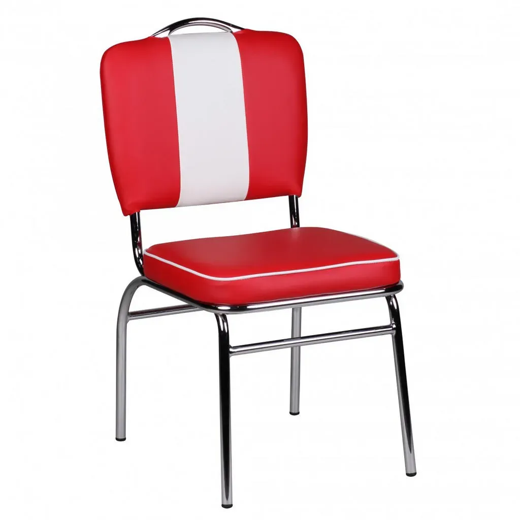 Retro Esszimmerstuhl Textil rot