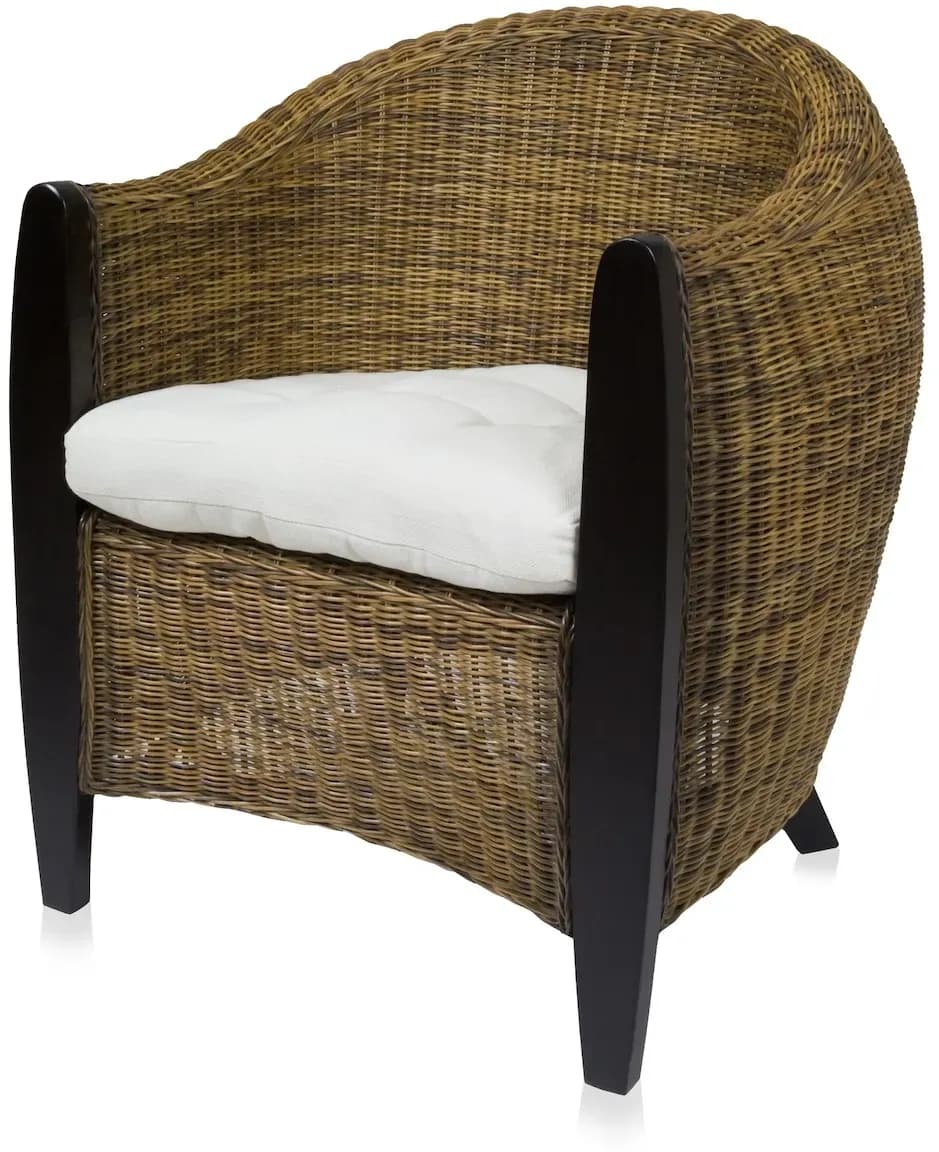 Relaxsessel Bari Rattansessel 77 x 83 x 75 cm Bicolor mit Kissen