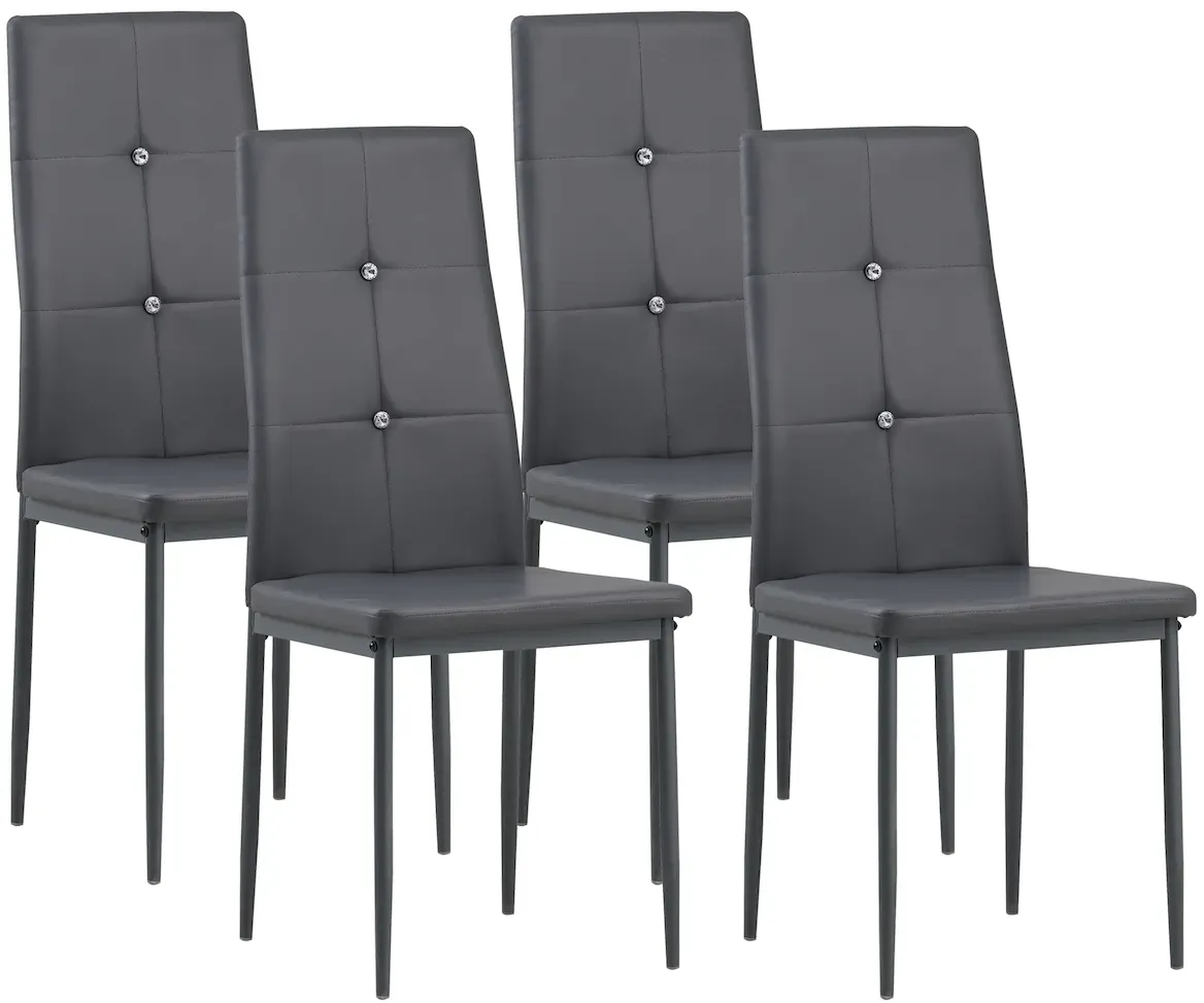 Esszimmerstuhl Diamond Kunstleder grau 4er Set