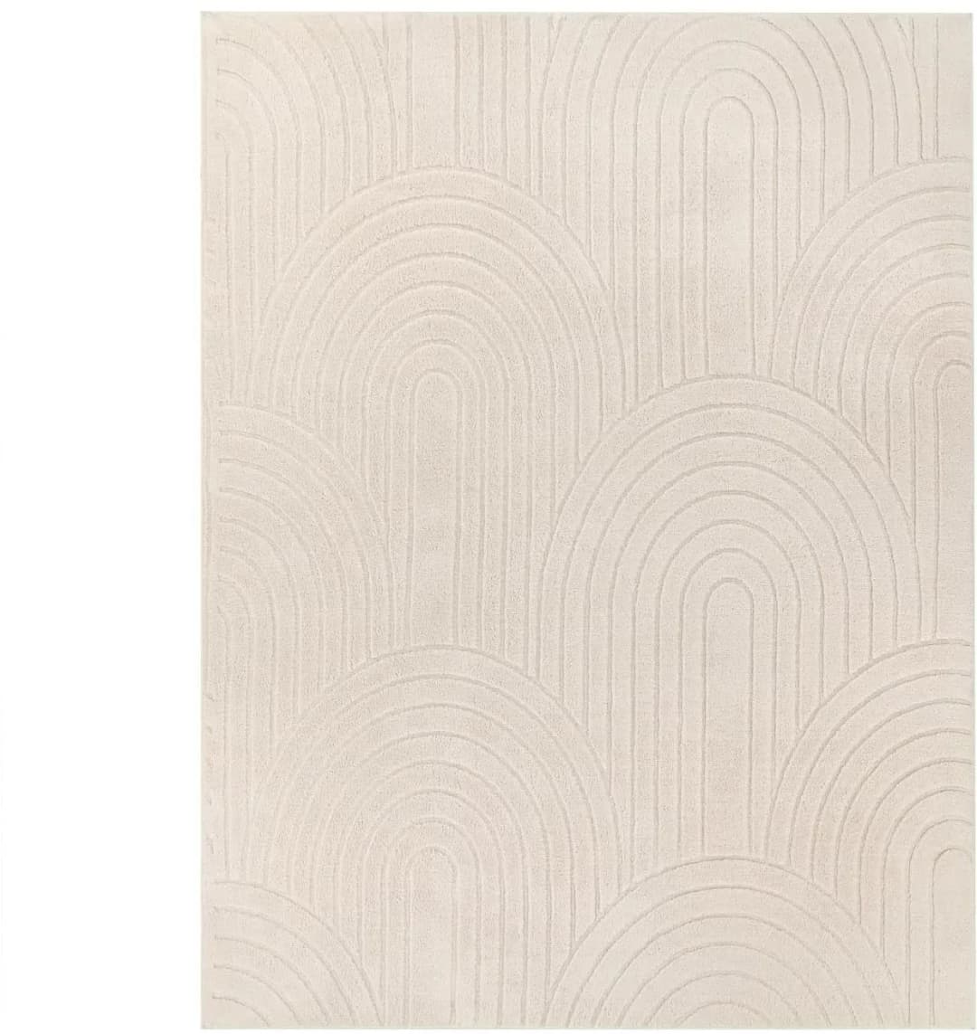 Hochflorteppich 160 x 220 cm Hellbeige/Hellcreme