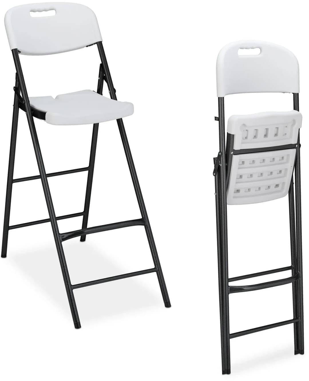 Barhocker klappbar Kunststoff Metall Weiß 2er Set