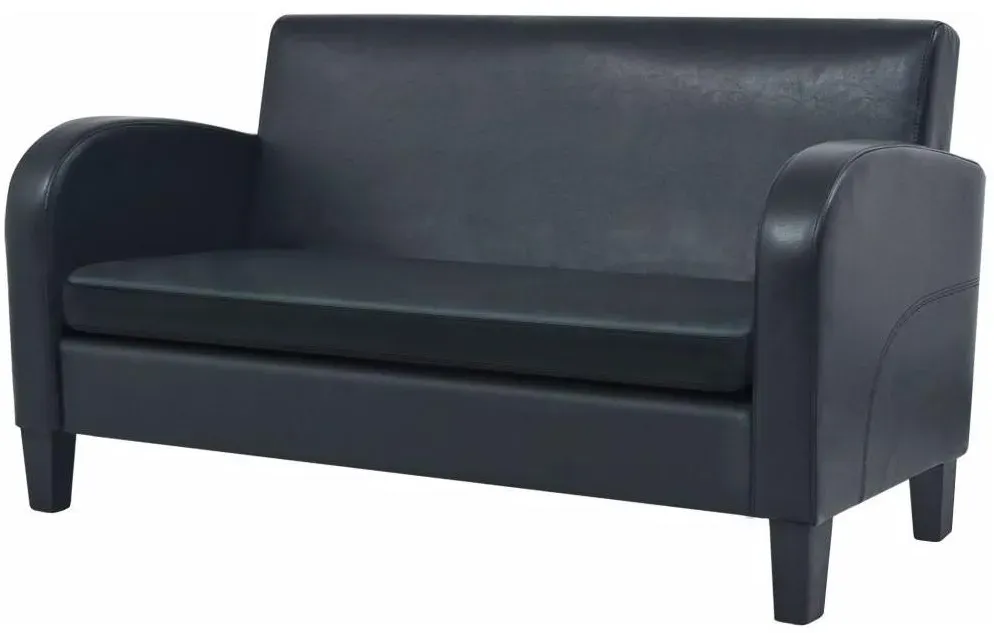Couch Kunstleder 2-Sitzer Schwarz