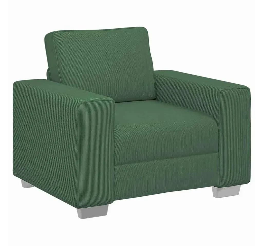 Sessel vidaXL Cordstoff 52 x 82 x 77 cm Dunkelgrün mit Kissen und Rollen