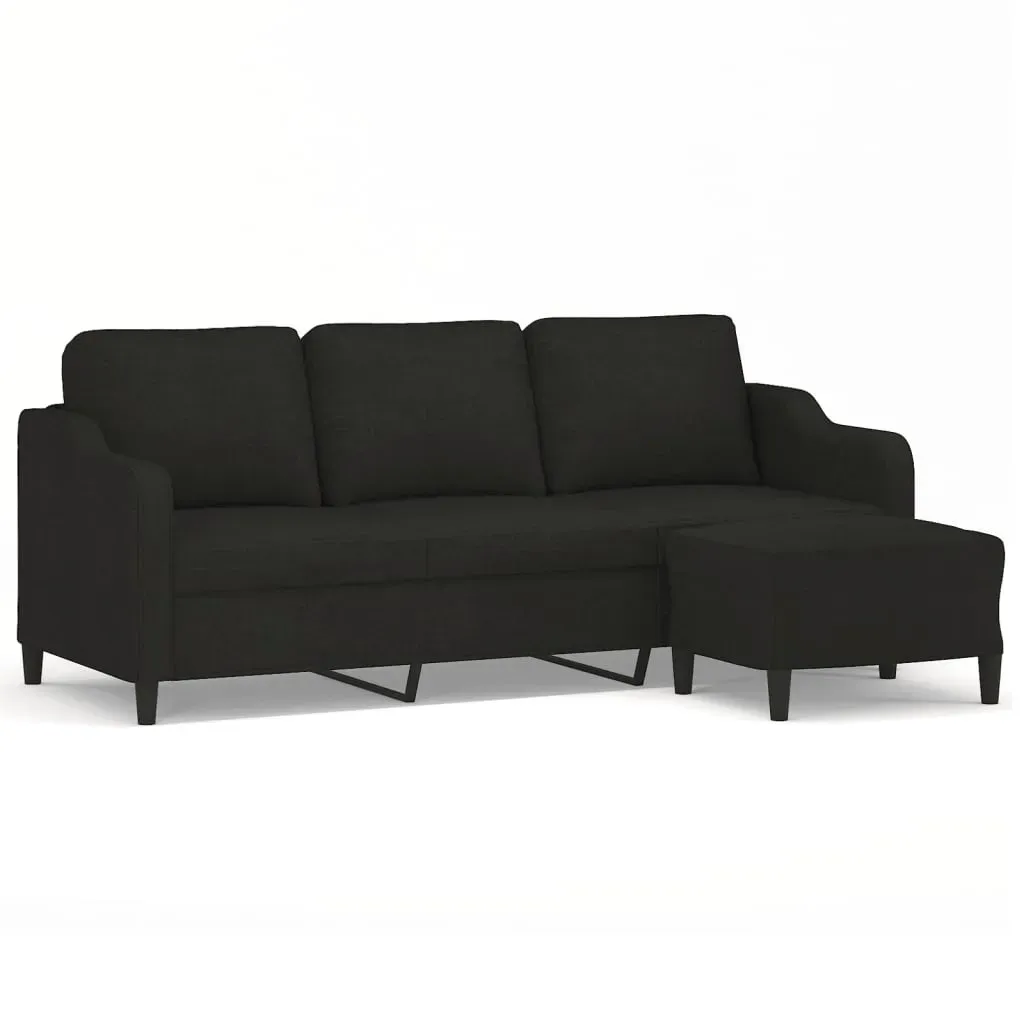 Couch Polyester 3-Sitzer Schwarz